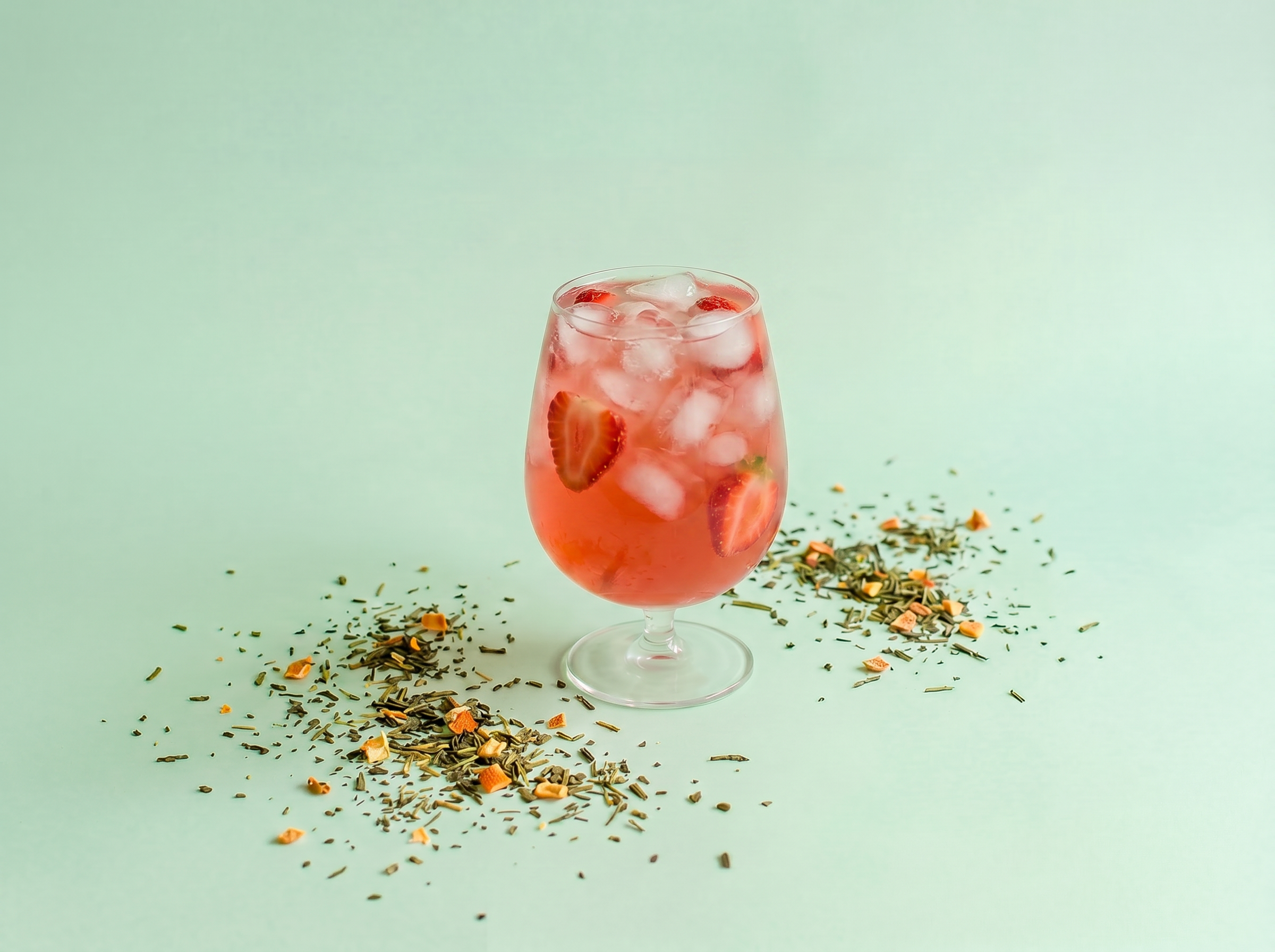 Thé glacé sencha et fraise