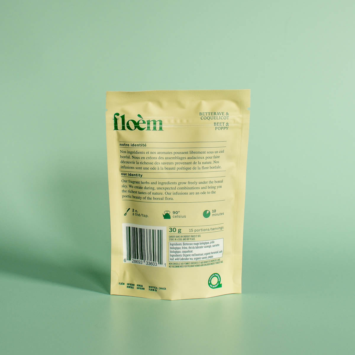 Derrière du sac tisane Betterave & coquelicot