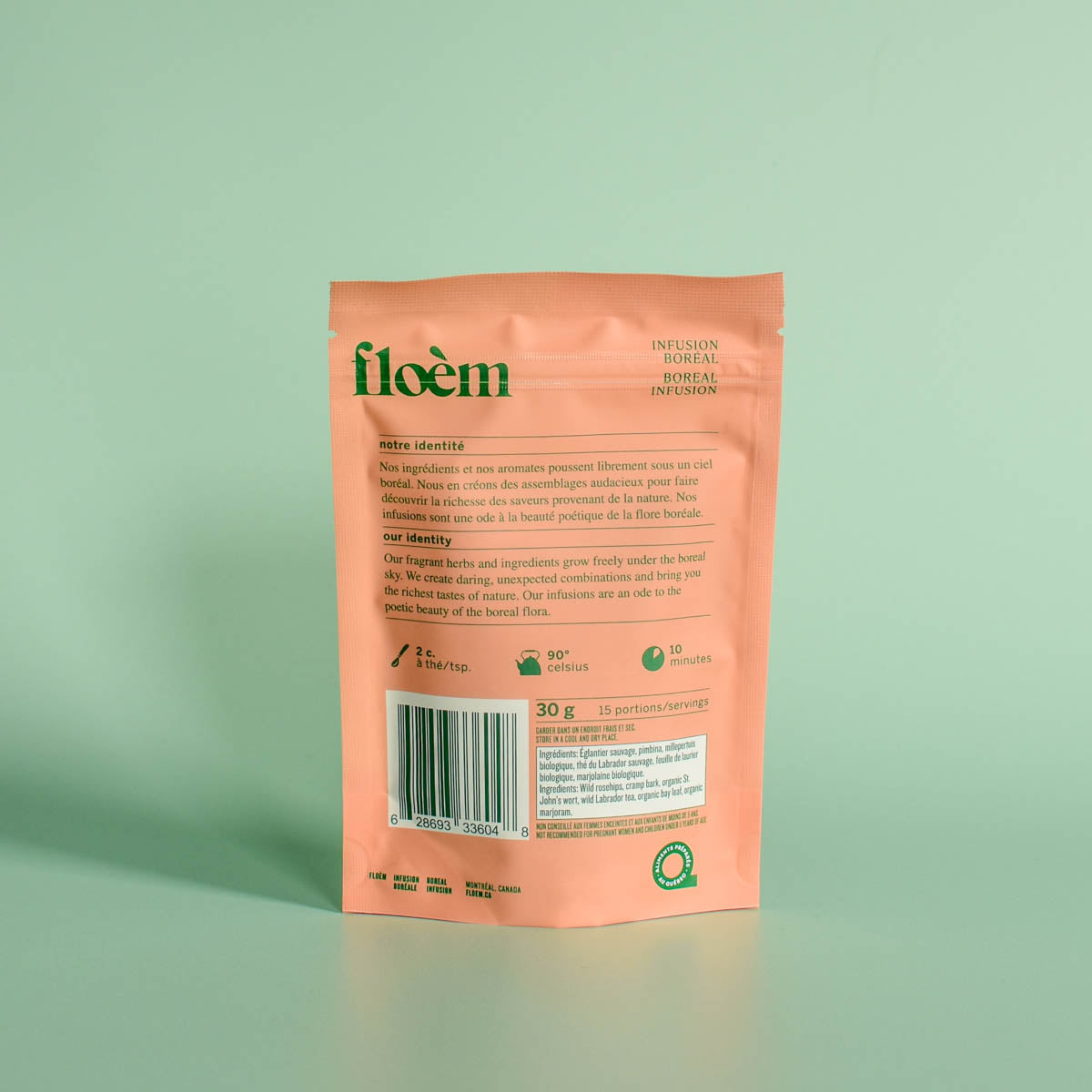 Derière du sac tisane Églantier & pimbina